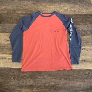 Vineyard Vines Mens Long-Sleeve Baseball Tee so cute EUC